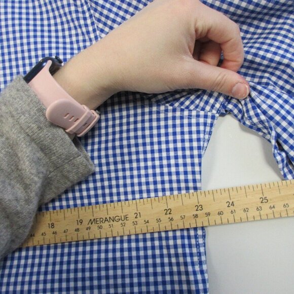 Tailorbyrd Men's Gingham Cotton Stretch Long Sleeve Shirt L Navy Sporty 256 - Picture 9 of 11